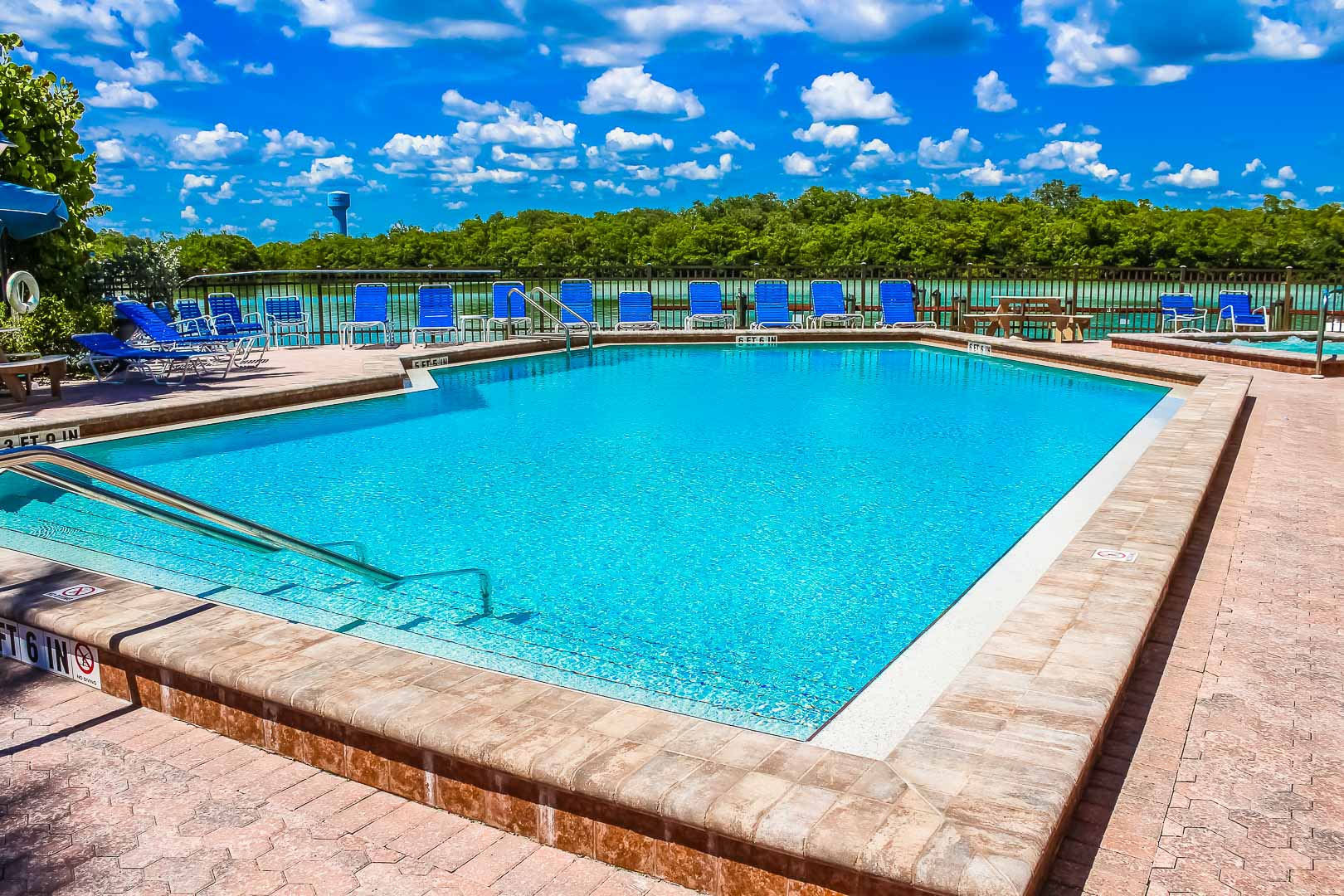 A crisp outdoor swimming pool at VRI's Bonita Resort and Club in Florida.